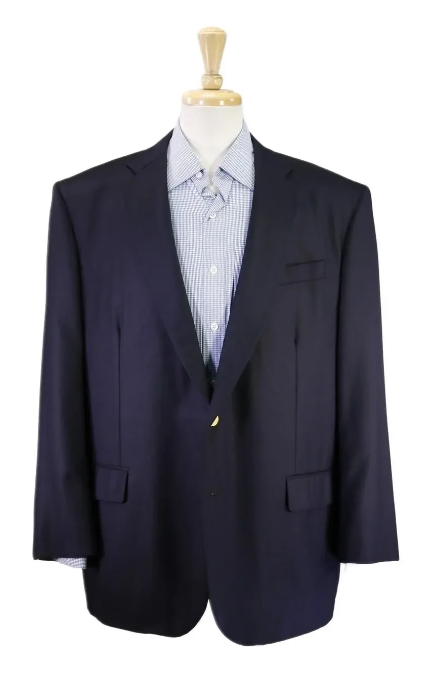 Brooks Brothers Golden Fleece Madison Navy Blue Gold Button Wool Blazer 48R